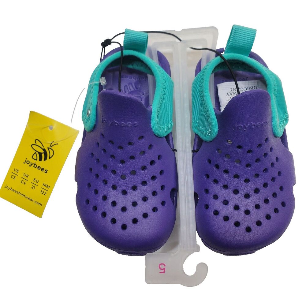 NWT Joybees Kids Creek Sandal Clogs Violet Teal C5 Slip On Water Shoe Heel Strap